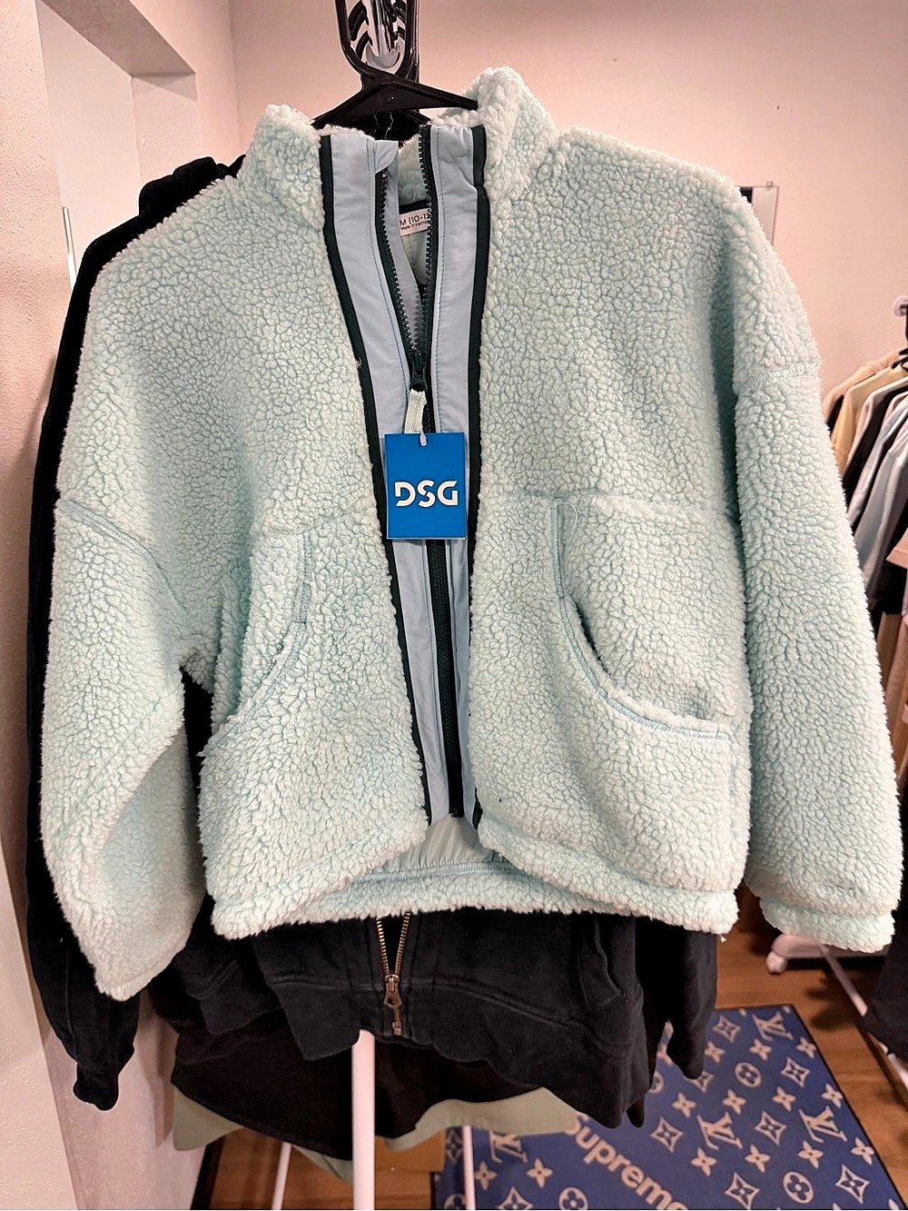 DSG Girls Cozy Sherpa Fleece Full Zip Jacket Green Girls M (10-12)